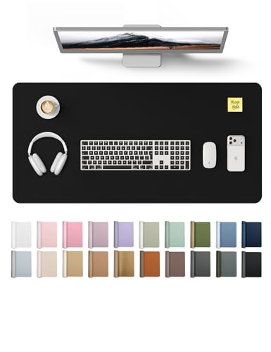 YSAGi Leather Desk Pad Protector, Office Desk Mat, Large Mouse Pad, Non-Slip PU Leather Desk Blotter, Laptop Desk Pad, Waterproof Desk Writing Pad Office and Home (Black, 35.4" x 17") - color: Black, size: 35.4" x 17"