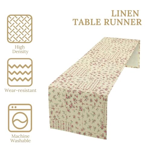 Floral Table Runner, Watercolor Rose Flower Kitchen Table Decoration Vintage Spring Home Tablecloth for Birthday Party Picnic Decoration 13x36 Inch 1PCS - color: Flower-11, size: W13x36L
