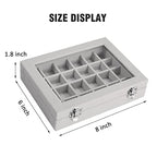 Vicoter Velvet Jewelry Box 24 Grid Jewelry Ring Display Organiser Box Tray Holder Earrings Storage Case for Girls Wife Mom Women (Gray) - color: Gray