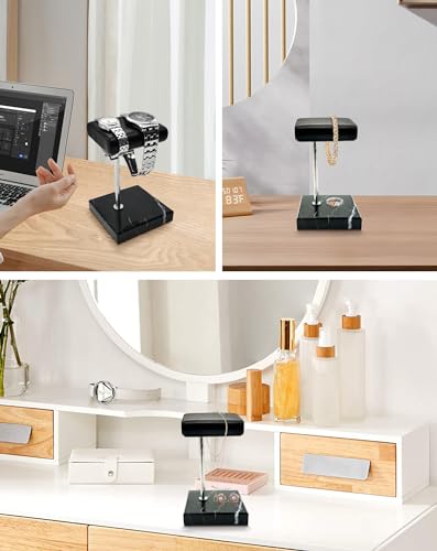 Watch Stand for Men Women Single, Watch Display Stand Holder, Single Watch Holder Watch Stand, Jewelry Stand, Black Marble Watch Stand Display for Watches, Bracelets, Watch Accessory - color: Black