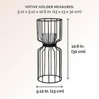 Elements Wire Votive Candle Holder, for Use with Flameless or Wax Candle, Black, 5.12x5.12x12.6 Inch