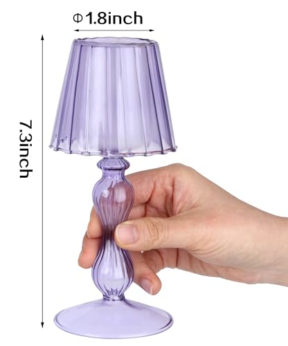 Gurfuy Desk Lamp Shaped Glass Candle Holder - Glass Hurricane Candleholder Crystal Decorative Candle Stand for Table Wedding Dinning Centerpieces Party Supplies Decor Purple - color: Purple