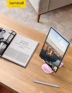 Lamicall Tablet Stand Adjustable, Tablet Stand : Desktop Stand Holder Gifts Compatible with Tablet Such as iPad 2018 Pro 9.7, 10.5, Air Mini 4 3 2, Kindle, Nexus, Tab, E-Reader (4-13'') - Rose Gold - color: Rose Gold