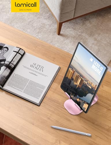 Lamicall Tablet Stand Adjustable, Tablet Stand : Desktop Stand Holder Gifts Compatible with Tablet Such as iPad 2018 Pro 9.7, 10.5, Air Mini 4 3 2, Kindle, Nexus, Tab, E-Reader (4-13'') - Rose Gold - color: Rose Gold