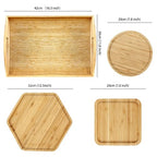 Bamboo Serving Trays Cutting Boards 16.5"x11.8"（42x30cm with Handle, Set Includes 0.63"(1.6cm) Thick Plates Hexagon 12.5"(32cm)+Square 7.8"(20cm)+Circle 7.8"(20cm) for Family Dinner Time - color: 0.63"(1.6cm) Thick 1xhexagon 12.5"(32cm)+1xsquare 7.8"(20cm