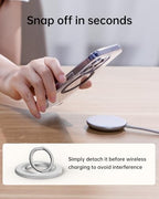 SYNCWIRE Magnetic Phone Ring Holder for MagSafe, 360° Rotation Cell Phone Grip Stand Finger Ring Kickstand Two-Sided Magnet Compatible with iPhone 17 Pro Max 16 15 14 13 12 MagSafe Accessories - color: Single Ring-1PCS-White