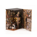 Book Nook Kit - DIY Miniature Dolls House Kit with Furniture and LED Light, 3D Puzzle Wooden Art Bookends, Model Kits for Adults and Teens (Magic Night)