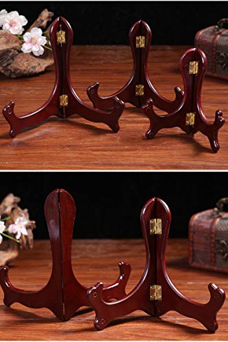 Wooden Easel Mahogany Finish Display Stand Plate Holder Picture Frame Folding Display Stand (6 inches) - size: 6 inches
