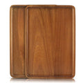 2pcs 15"x10" Solid Acacia Wood Serving Trays Rectangular Wooden Serving Platters Natural Wooden Boards for Bar Coffee Party（Brown） - color: Brown, size: 15"x10"
