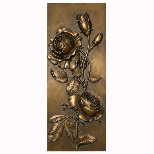 EvruCexul Vintage Floral Wall Sculpture, Antique Bronze Resin Wall Art with Ornate Botanical Design, Decorative Wall Plaque for Elegant Home Décor (Rose) - style: Rose