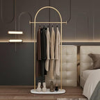Modern Gold Coat Racks with Marble Base, Gold Clothing Racks with Shelves, Heavy Duty Clothes Rack Stand for Entryway, Bedroom, Living Room, Boutiques - style: Coat-31.5''W