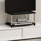 Furinno Turn-N-Tube No Tools 2-Tier Elevated TV Stand, Stainless Steel Tubes, Americano/Chrome, 13191AMSS - color: Americano/Chrome, size: 2-Tier