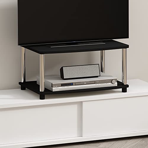 Furinno Turn-N-Tube No Tools 2-Tier Elevated TV Stand, Stainless Steel Tubes, Americano/Chrome, 13191AMSS - color: Americano/Chrome, size: 2-Tier