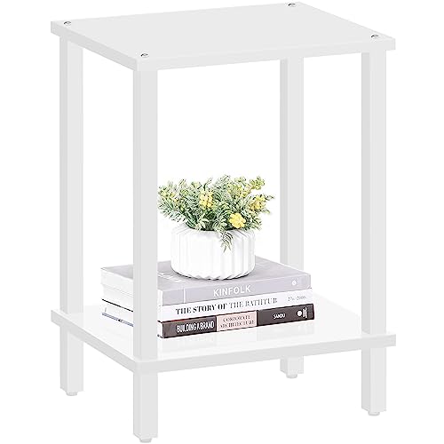 TUTOTAK End Table, Side Table, Nightstand, 2-Tier Storage Shelf, Sofa Side Table for Small Space, Living Room, Bed Room TB01BW034 - color: White