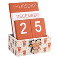 AceOrbit Highland Cow Wood Block Perpetual Calendar Coquettish Desk Decor Cute Month Week Date Display Decorative Block Calendar for Women Office Home Desk Gift for Women - style: Wildflower Highland Cow