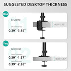 WALI Triple Monitor Mount, 3 Monitor Desk Mount for Screens 13-33 Inch, Multiple Monitors Stand with Tilt, Swivel, Rotation, Mounting Holes 75/100 mm, Black - size: 13"-33", style: Triple Arms