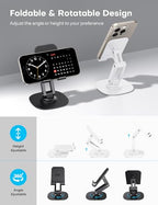 OMOTON Cell Phone Stand for Desk, 2 Pack Adjustable Foldable Phone Holder, 360 Swivel Mobile Stand Fit for iPhone 17 16 15 14 13 Pro Max and All Smart Phones, Black & White - color: Black & White