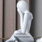Small Collectible Figurines Abstract Sculpture Statue Desktop Decor Office Shelf Decoration for Home Living Room (White)