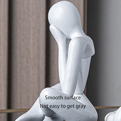 Small Collectible Figurines Abstract Sculpture Statue Desktop Decor Office Shelf Decoration for Home Living Room (White)