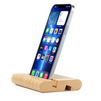 Bamboo Cell Phone Stand Wooden Tablet Stand for Desktop, Wood Cell Phone Holder Desk Tablet Holder Mobile Stand for iPhone iPad Tablets and All Phones (Large Size)
