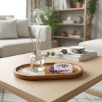 Small Wood Tray, 7.3"x 4" Mini Wooden Serving Tray Bathroom Countertop Organizer Trays Wood Counter Plates for Coffee Tables, Dessert, Snack, Fruit, Vegetable, Decor Restaurant