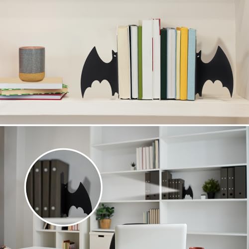 Geelin Metal Bat Bookends Set of 2 Styles Gothic Book Ends for Shelves Bookshelf Home Office Desk Bookshelf Decor Gift for Lovers and Reading Enthusiasts - style: Bat