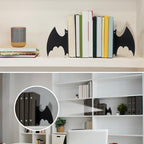 Geelin Metal Bat Bookends Set of 2 Styles Gothic Book Ends for Shelves Bookshelf Home Office Desk Bookshelf Decor Gift for Lovers and Reading Enthusiasts - style: Bat