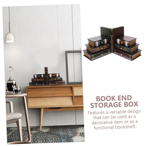Luxury Bookends for Shelves Wooden Bookend Storage Box Book End Shape Container for Organized Book Storage