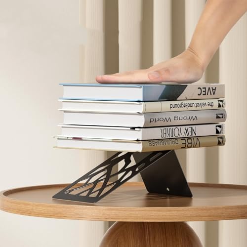 Tree Design Bookends for Shelves – Modern Heavy Duty Metal Book Holders, Non-Skid Decorative Book Stoppers for Home or Office, 1 Pair (7 x 4.7 x 3.5), Black