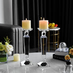 Crystal Candle Holders Set of 2,Crystal Taper/Pillar Candlestick Holders,Ultra Elegant & Modern Centerpiece Home Décor,Wedding(12inch Tall) - size: 12"