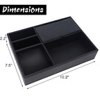 Zcaukya Men's Valet Tray, Jewelry Box Nightstand Organizer with 5 Compartments for Phone Keys Wallet Watch Glasses, Faux Leather Dresser Entryway Catchall Holder for Father's Day Gift (Black) - color: Black