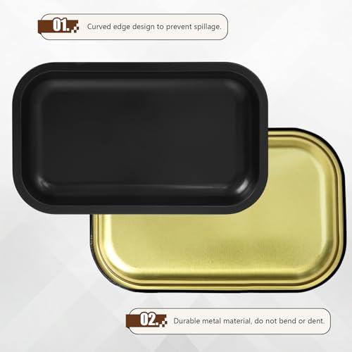 Large Metal Tray with Soft Magnetic Lid, Pretty Decorative Tray with Magnetic Self-Sealing Cover, Perfect for Home and Travel, 10.6’’×6.3’’(Black) - color: Black, size: Large