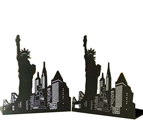 One Pair Fashion Modern Landmark Theme Style Thickening Iron Library School Metal Bookends Book End Perfect Mother's Day Gift (New York Statue) - color: Statue of Liberty