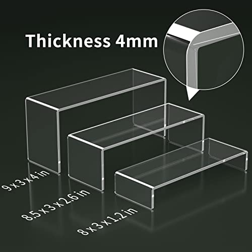 HIIMIEI Acrylic Display Risers, 6 Pcs 9" Large, Thickened 5mm Clear Rectangular Risers for Cupcake Stand, Tiered Display Stand for Collectibles - size: 9'' - 6PCS