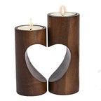 Tea Light Candle Holders for Table Centerpiece, Decorative Wood Tealight Candle Holder Set, Unity Heart Candle Holder for Home Décor