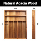 KITEISCAT Acacia Wood Silverware Organizer, Kitchen Utensil Drawer Organizer for Forks & Spoons, 7-Compartment Cutlery Tray, Flatware Holder - size: 7 Compartments
