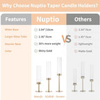 Nuptio Glass Hurricane Candle Holder: Set of 6 Gold Candlestick Holders - Long Stem Taper Candleholders for Christmas Tabletop Centerpiece Fireplace Decor Cylinder Candle Stand Windproof 14" 16" 18" - size: 14 & 16 & 18 in