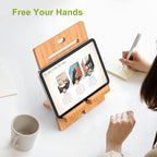 Pezin & Hulin Bamboo Tablet Stand Adjustable, Desktop Cell Phone Stand Holder Dock Compatible with Pad Air/Pro/Mini, E-Reader, Smartphone (Support to 4.7-13" Devices)-Bamboo - color: Large (Bamboo)