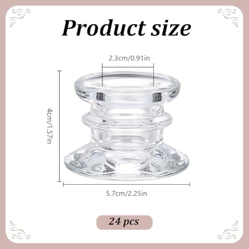 24Pcs Glass Candlestick Holders, Clear Glass Window Candle Holders for Dining Room Decor, Bulk Modern Small Candle Stick Candle Holder Short for Centerpiece Wedding Table Dinner Party Decor