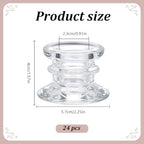 24Pcs Glass Candlestick Holders, Clear Glass Window Candle Holders for Dining Room Decor, Bulk Modern Small Candle Stick Candle Holder Short for Centerpiece Wedding Table Dinner Party Decor