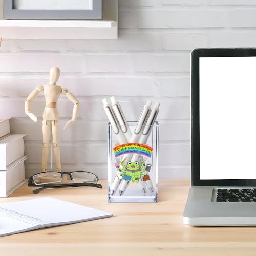 You Are Not Superhuman Acrylic Cosmetic Pencil Pen Holder Cup, Boho Cute Frog Desk Organizer Accessory for Home Office Decor, Frog Lovers Gifts, Funny Sarcastic Work Gifts for Women Men Coworker - style: You Are