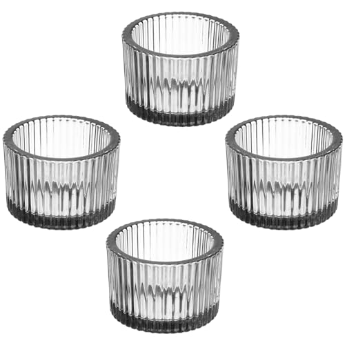 PATIKIL 4 Pcs Tealight Candle Holder, Tea Lights Candle Holder Glass Votive Candle Holders Glass Candle Holders for Table Centerpiece Decor Wedding Dinner Party, Black - color: Black