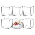 Set of 6 Square Glass Vases 3" x3" x 3", Clear Flower Vases for Centerpieces, Candle Holder for Wedding Party Events, Home Décor - size: 3inch