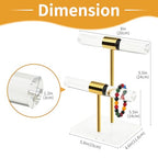 Acrylic Bracelet Holder, Necklace Holder Display Stand, 2 Tier T-Bar Jewelry Organizer, Stainless Rod Tangle-free Countertop Jewelry Rack for Vendors Retail Store Home, Gfit for Women - size: 2 Tier