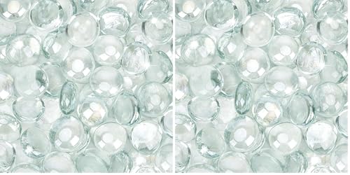 Mr. Fireglass 10 Pound Fire Glass Beads, 1/2" Reflective Round Fire Glass Drops for Fireplace Fire Pit & Lanscaping, High Luster Crystal Ice (Pack of 2) - color: Crystal Ice, size: 1/2 inch, 10 Pounds (Pack of 2)