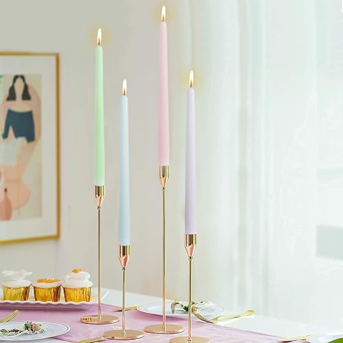 10 Inch Taper Candles Handmade Smokeless Set of 4 – Unscented Tapered Candles in Candy, Candle Sticks for Wedding, Home Decor, and Dinner Table - color: Candy 4PC
