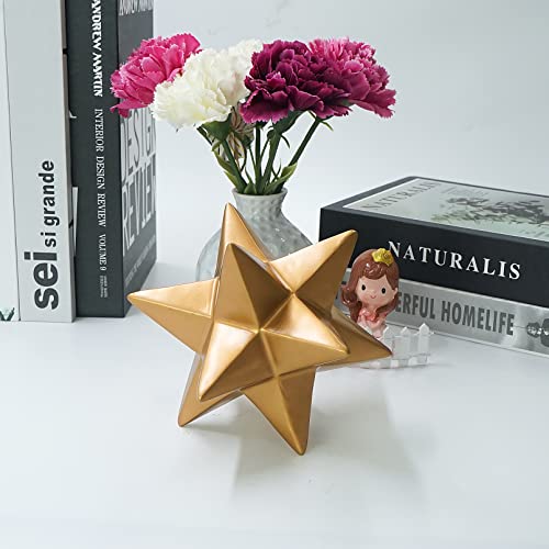 DreamsEden Golden Star Sculpture, Resin Decorative Ornaments Modern Home Decor Accent - color: Golden Resin Star