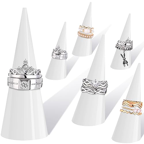 Jetec Clear Acrylic Crystal Ring Holder Acrylic Ring Display Jewelry Holder Wedding Display Cone Support Single Finger Rings Showcase Stand for Jewelry - color: White