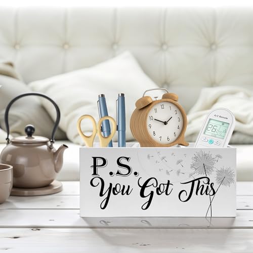 You Got This Inspirational Pencil Pen Holder for Desk, Dandelion Floral Motivational Wooden Pencil Holder Organizer for Home Office Desk Accessories, Encouragement Gifts for Women - color: Color-Desk accessories white 06