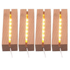 4Pcs 6“ Wooden LED Light Display Stand Base,Rectangle Wood Led Light Base Wooden Lamp Base for Display Photos Acrylic Pictures Plexiglass Crystal Resin Craft Art -Warm Light - color: Warm Light, size: 4PC 6"